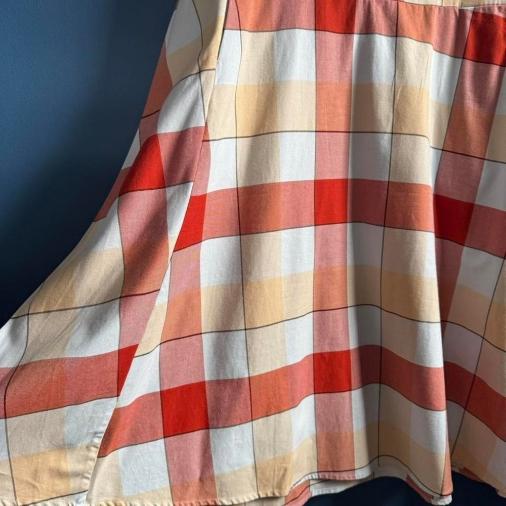 Kowtow Theatre Midi Dress Women's Size XL Plaid Reversible 100% Organic Cotton - Picture 7 of 8